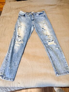 Flying Monkey Light Blue Distressed Slim-Straight Jeans